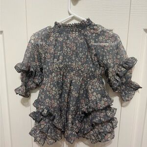 Floral Ruffle Sheer Dress